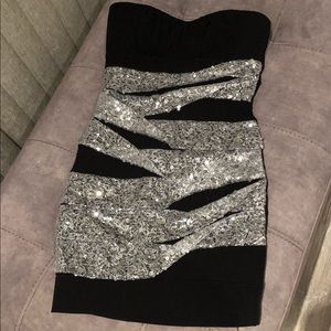Black and silver sparkles medium tube tops dress